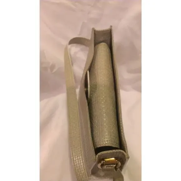 ESCADA Pearlized Light Olive Green & Silver Pearl Woven Leather Handbag - Picture 7 of 11